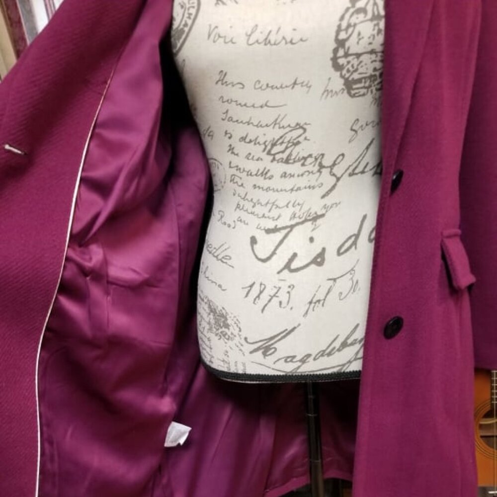 NWT $328 BCBGMAXAZRIA Raspberry Two-Button Riding Coat, Sz Large - Picture 13 of 15